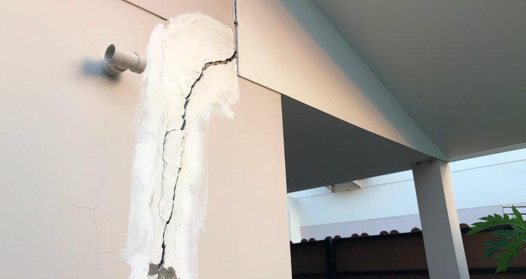 A crack in the wall of a house